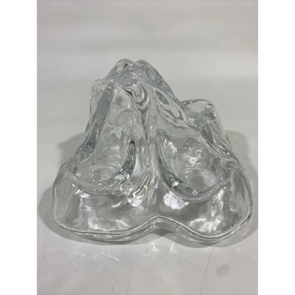 Vintage SEA Glasbruck Sweden Heavy Glacier Tea Light  candle holder Renate Stock
